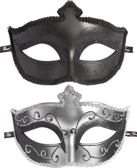 Schat Annoteren heerlijkheid Masks on Masquerade Mask Twin Pack - Black/Silver | bol.com