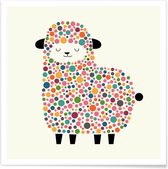 JUNIQE - Poster Bubble Sheep -50x50 /Kleurrijk