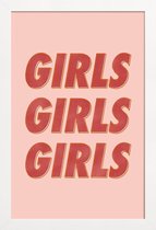 JUNIQE - Poster in houten lijst Girls Red -30x45 /Oranje & Rood