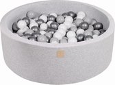 Ronde Ballenbak set incl 200 ballen 90x30cm - Licht Grijs: Zilver, Grijs, Wit