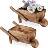 Relaxdays plantenbak kruiwagen - set van 2 - bloembak hout - bloempot - tuindecoratie smal