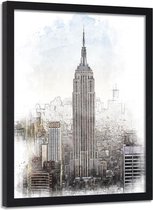 Foto in frame , Empire State Building  ,70x100cm , Multikleur , wanddecoratie