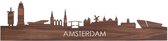 Skyline Amsterdam Notenhout - 100 cm - Woondecoratie - Wanddecoratie - Meer steden beschikbaar - Woonkamer idee - City Art - Steden kunst - Cadeau voor hem - Cadeau voor haar - Jubileum - Trouwerij - WoodWideCities