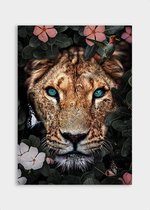 Poster Jungle Lioness - Dibond - Meerdere Afmetingen & Prijzen | Wanddecoratie - Interieur - Art - Wonen - Schilderij - Kunst