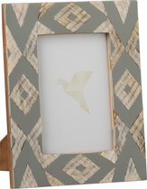 J-Line Fotokader Lily 10X15 Hout/Hoorn Wit/Blauwgrijs Small