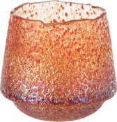 J-Line Theelichthouder Stippen Glas Oranje Small