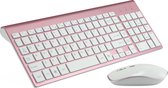 Draadloos toetsenbord en Muis - QWERTY keyboard - 2.4 GHZ - Voor PC, Laptop, Tablet - Compatible met Windows/Android - Rosé-Goud