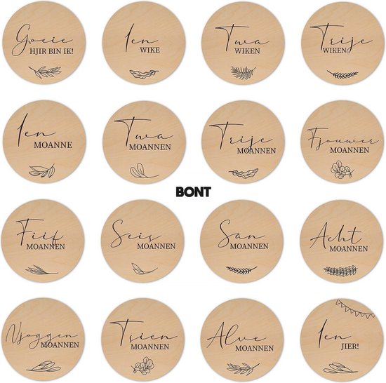 BONT Mijlpaalcirkels Hout Goeie hjir bin ik FRIES