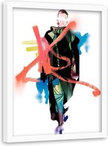 Foto in frame , Man ,Grunge kunst ,70x100cm , multikleur, wanddecoratie