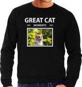Dieren foto sweater rode kat - zwart - heren - great cat moments - cadeau trui katten liefhebber S