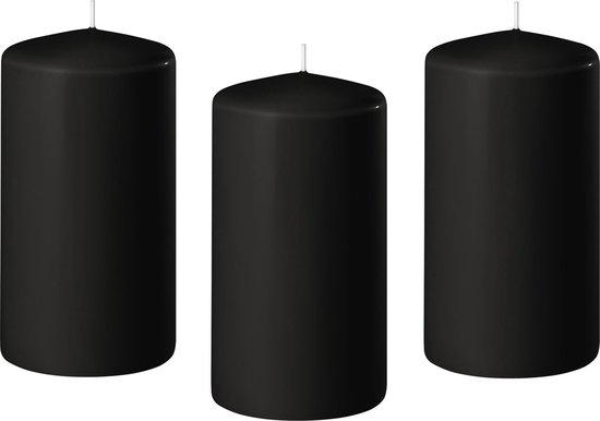 10x Zwarte cilinderkaarsen/stompkaarsen 6 x 8 cm 27 branduren - Geurloze kaarsen zwart