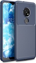 Voor Nokia 7.2 Carbon Fiber Texture Shockproof TPU Case (Blauw)