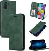 Voor Galaxy A71 Retro Skin Feel Business Magnetische horizontale flip lederen tas (legergroen)