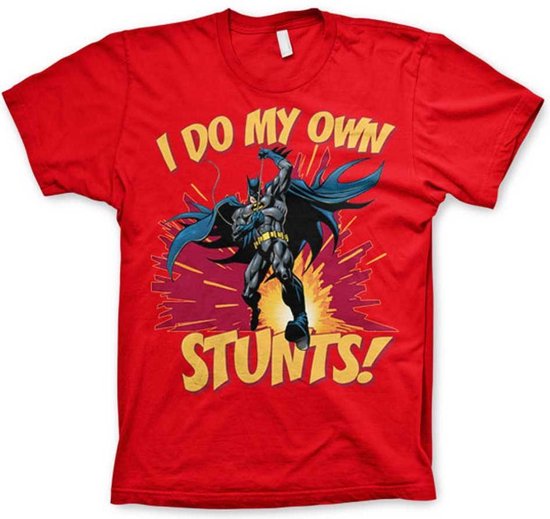 DC Comics Batman Heren Tshirt -L- I Do My Own Stunts Rood