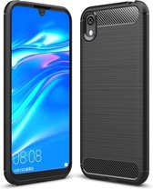 Brushed Texture Carbon Fiber TPU Case voor Huawei Honor 8S (Zwart)