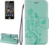 Pressed Flowers Horizontale Flip Leather Case voor Wiko U Feel Lite, met magnetische gesp & houder & kaartsleuven & portemonnee (groen)