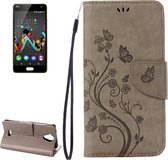 Pressed Flowers Horizontale Flip Leather Case voor Wiko U Feel Lite, met magnetische gesp & houder & kaartsleuven & portemonnee (grijs)