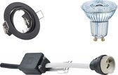 OSRAM - LED Spot Set - Parathom PAR16 930 36D - GU10 Fitting - Dimbaar - Inbouw Rond - Mat Zwart - 3.7W - Warm Wit 3000K - Kantelbaar Ø83mm