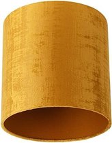 QAZQA transparant-cilinder-velours - Klassieke Lampenkap - Ø 20 cm - Goud/messing -