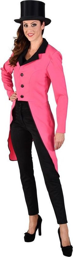 Roze slipjas met zwarte kraag - verkleedkleding dames maat 40 (M)