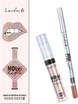 Lovely - Holo Lips Liquid Lip Topper & Lip Pencil Multifunctional Lip Makeup Set 1 Horn Dust