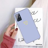 Voor Galaxy A71 Golden Love Heart Pattern Frosted TPU beschermhoes (lichtpaars)