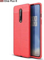 Voor OnePlus 8 Litchi Texture TPU schokbestendige hoes (rood)