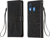 Voor Galaxy A40 Dream Catcher afdrukken Horizontale flip lederen tas met houder & kaartsleuven & portemonnee & lanyard (zwart)