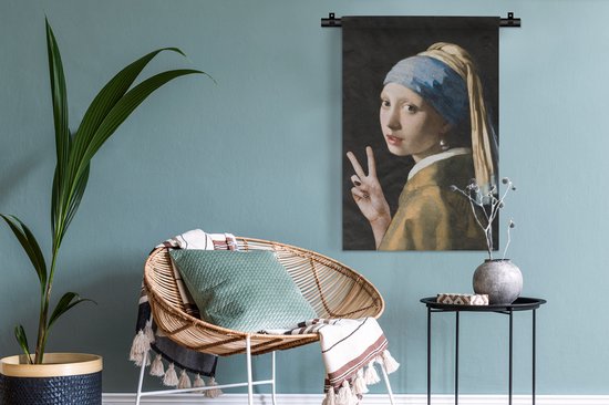 Tapisserie - Boucle d'oreille fille avec une perle - Johannes Vermeer - Paix - 60x90 cm - Tapisserie