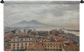 Wandkleed Napels - Uitzicht over Napels met op de achtergrond de Vesuvius in Italië Wandkleed katoen 180x120 cm - Wandtapijt met foto XXL / Groot formaat!