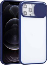 Sliding Camera Cover Design TPU beschermhoes voor iPhone 12 Pro (saffierblauw)