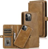Meerdere kaartsleuven Afneembare magnetische horizontale flip lederen tas met kaartsleuven & houder & portemonnee voor iPhone 12 Pro Max (bruin)