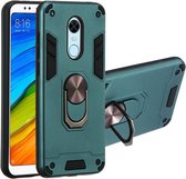 Voor Xiaomi Rdemi 5 Plus / Note 5 (India) 2 in 1 Armor Series PC + TPU beschermhoes met ringhouder (donkergroen)