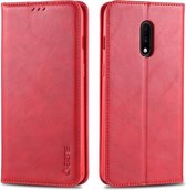 Voor OnePlus 7 AZNS Retro Texture Magnetische Horizontale Flip PU lederen hoes met houder & kaartsleuven & fotolijst (rood)