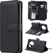 Voor Huawei Mate 40 Pro multifunctionele magnetische koperen gesp horizontale flip effen kleur lederen tas met 10 kaartsleuven & portemonnee & houder & fotolijst (zwart)