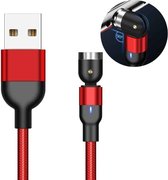 2m 2A uitgang USB nylon gevlochten roterende magnetische oplaadkabel, geen oplaadkop (rood)