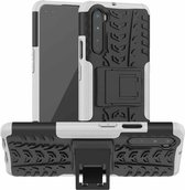 Voor OnePlus Nord Tyre Texture Shockproof TPU + PC beschermhoes met houder (wit)