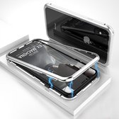 Ultra slanke magnetische adsorptie metalen frame gehard glas magneet flip case voor iPhone X / xs (zilver)