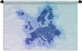 Wandkleed EuropakaartenKerst illustraties - Europakaart in blauwtinten Wandkleed katoen 180x120 cm - Wandtapijt met foto XXL / Groot formaat!