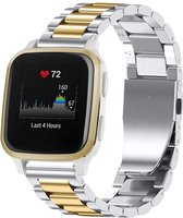 Stalen Smartwatch bandje - Geschikt voor Strap-it Garmin Venu SQ stalen band - bandbreedte 20mm - zilver/goud - Strap-it Horlogeband / Polsband / Armband