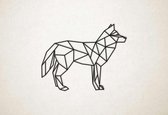 Line Art - Wolf 11 - L - 82x104cm - Zwart - geometrische wanddecoratie
