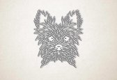 Line Art - Hond - Yorkshire Terrier - S - 52x45cm - Wit - geometrische wanddecoratie