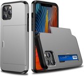 iPhone 11 Pro Max Back Cover Hoesje - Pasjeshouder - Shockproof - TPU - Hardcase - Apple iPhone 11 Pro Max - Grijs