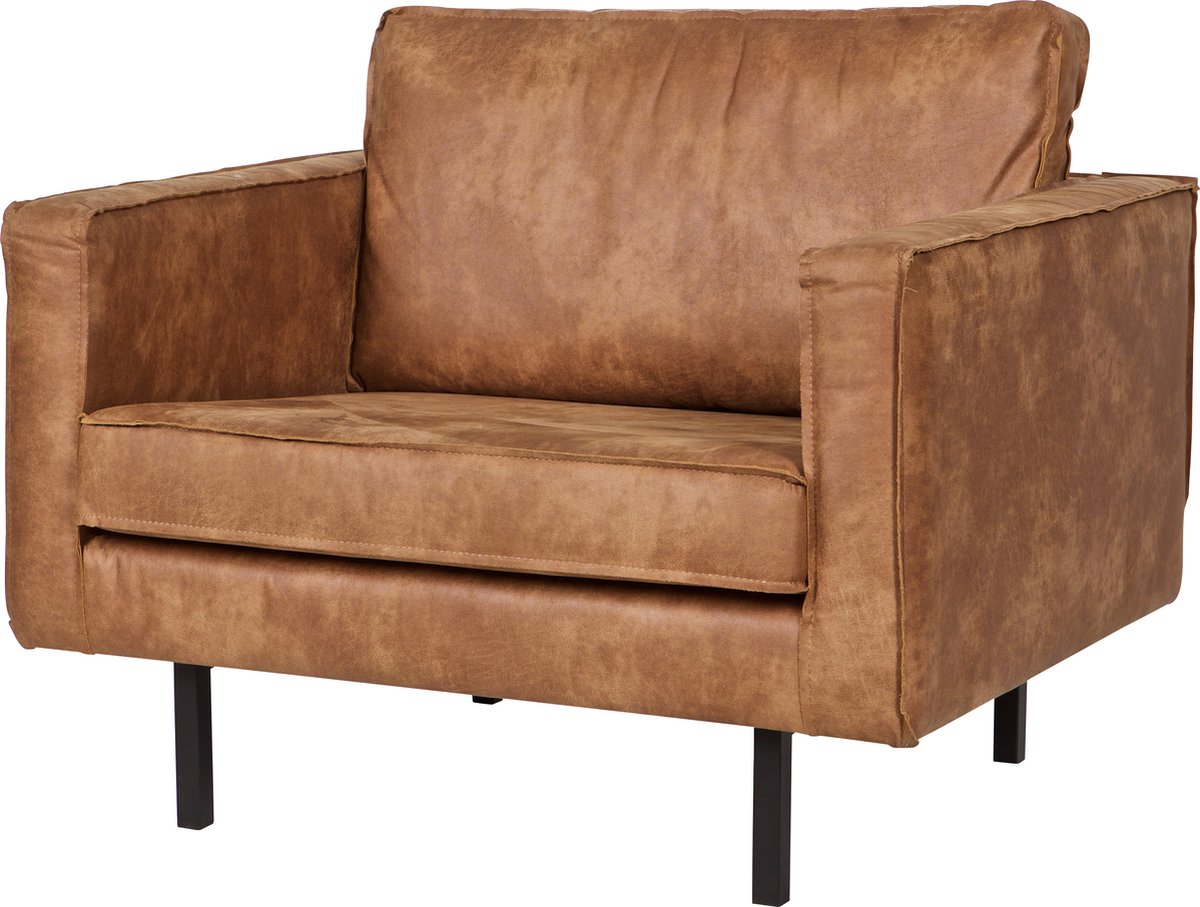 WOOOD Rodeo Fauteuil - Recycle Leer - Cognac - 85x105x86