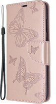 Samsung Galaxy S20 Hoesje - Mobigear - Butterfly Serie - Kunstlederen Bookcase - Roségoud - Hoesje Geschikt Voor Samsung Galaxy S20