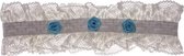 Kousenband ivoor met blauwe bloemetjes