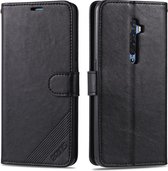Voor OPPO Reno2 AZNS schapenvacht textuur horizontale flip lederen case met houder & kaartsleuven & portemonnee (zwart)