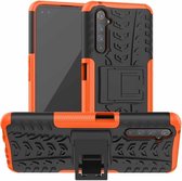 Voor OPPO Realme 6 Pro Tire Texture Shockproof TPU + PC beschermhoes met houder (oranje)