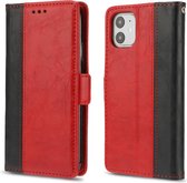 Voor iPhone 11 Retro Texture Contrast Kleur Splicing Horizontaal Flip TPU + PU lederen tas met kaartsleuven & houder & portemonnee (rood)