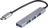 T-818 4 x USB 3.0 naar USB-C / Type-C HUB-adapter (zilvergrijs)